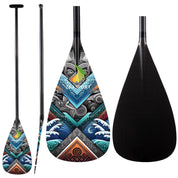 ZJ Full Carbon VA'A Outrigger Canoe Paddle With Graphic on Blade Straight / Bent Shaft