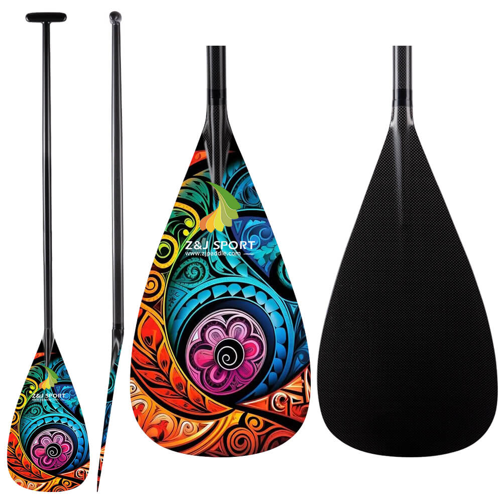 ZJ Full Carbon Outrigger Canoe VA'A Paddle With Graphic On Blade