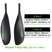 ZJ Ligero J Pro Carbon Fiber Kayak Surfski Paddle con eje redondo Más cuchilla Twistet Matte terminado