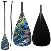 Full carbon fiber outrigger canoe paddles with custom design on Carbon blade, carbon upper bent shaft and carbon handle