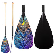ZJ Hybrid VA'A Outrigger Canoe Paddle With Graphic on Carbon Blade With Anti Skid Grip