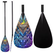 ZJ Full Carbon Va'a Ausleger -Kanu -Paddel mit Grafik auf Klinge gerade/gebogene Welle