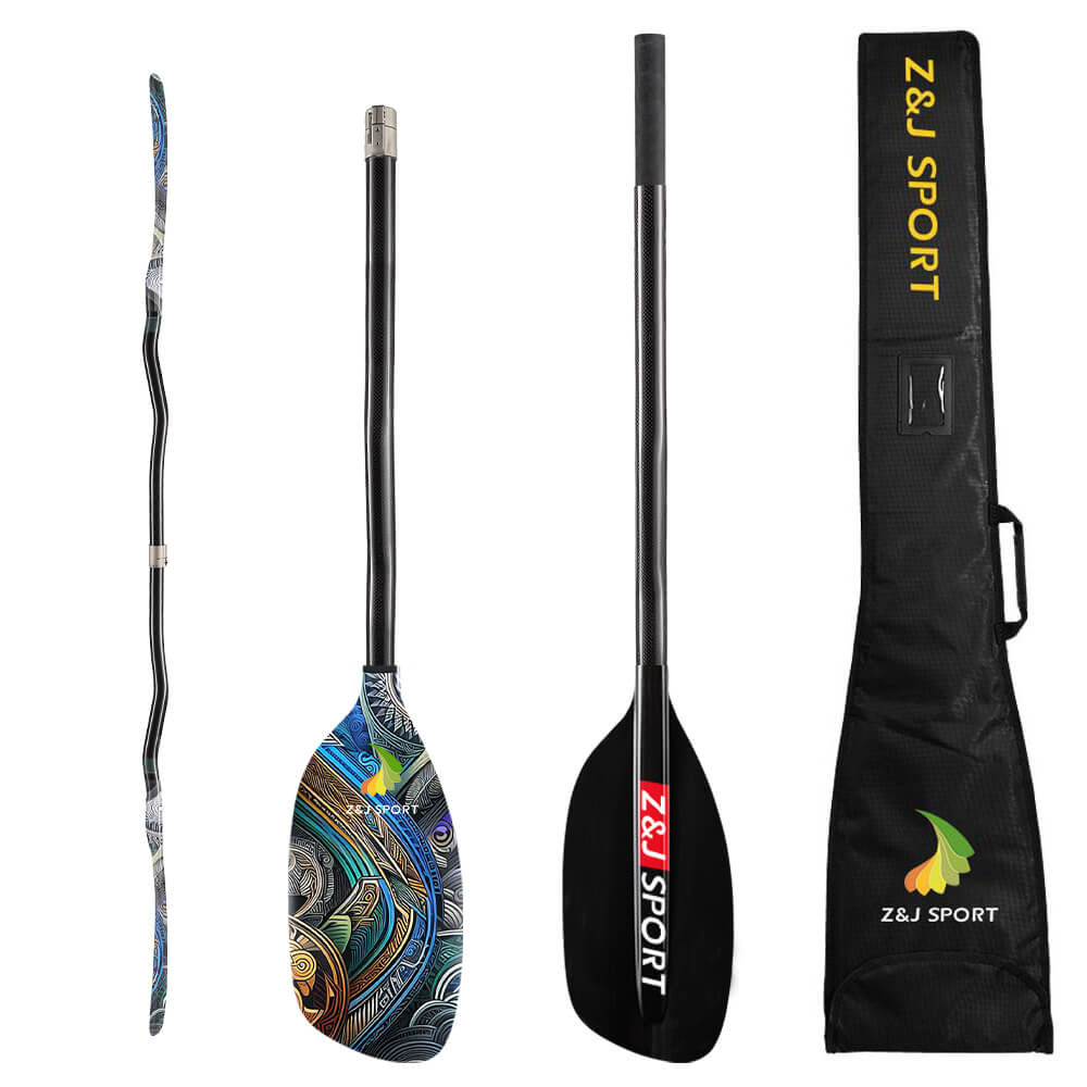 Z&J carbon fiber whitewater paddle with customized graphics