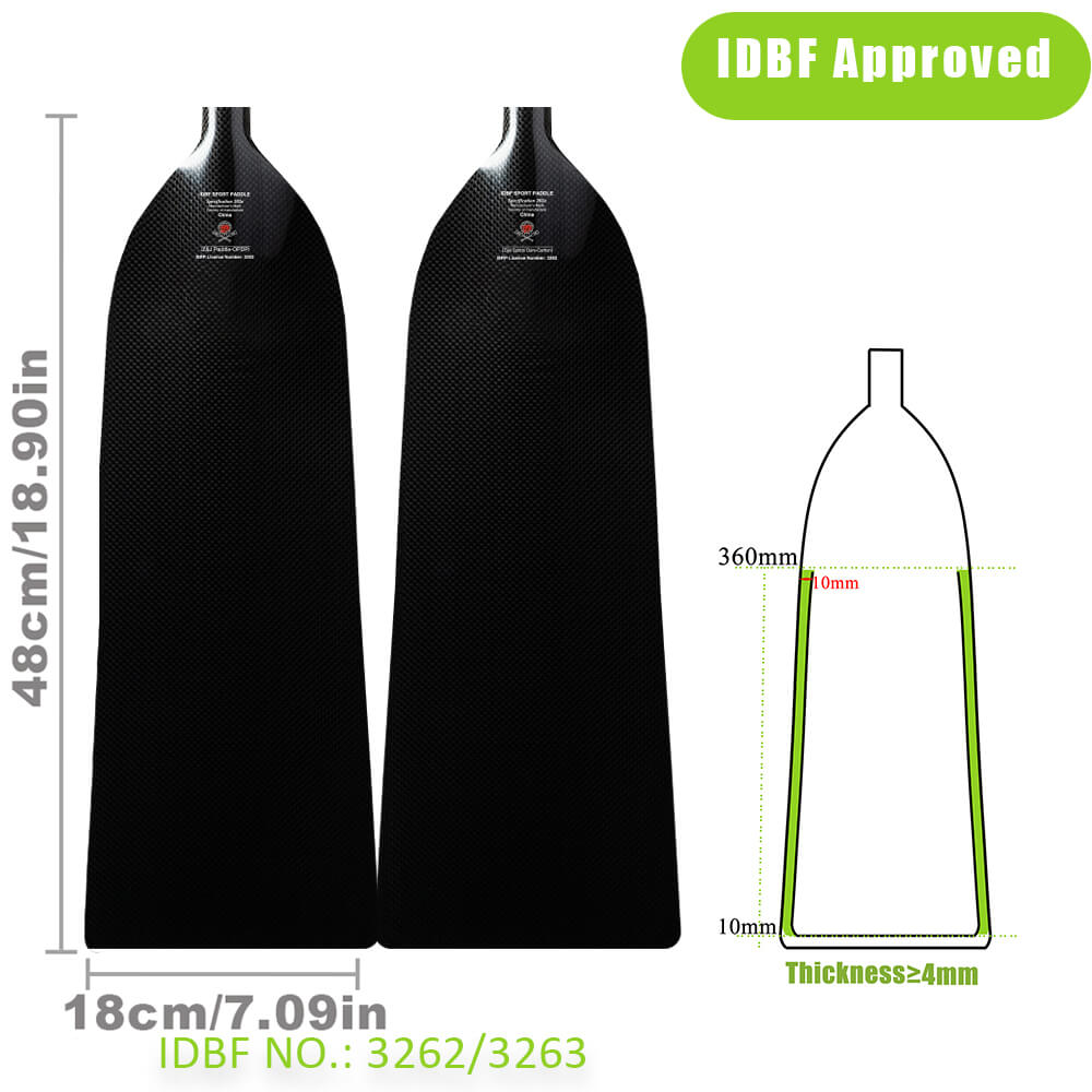 ZJ IDBF Approved Carbon Dragon Boat Paddle with Plain Blade Oval