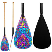ZJ Hybrid Outrigger Canoe Paddle com estampa em lâmina de carbono