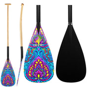 ZJ Hybrid Outrigger Canoe Paddle com estampa em lâmina de carbono