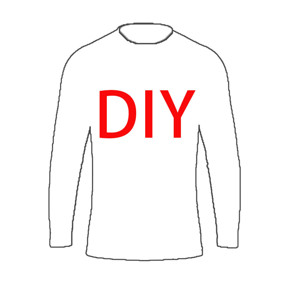 Illustration of the ZJ Dragon Boat long-sleeve shirt featuring bold red DIY text on the front, ideal for custom team apparel.