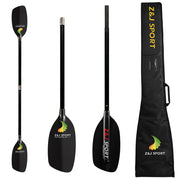 ZJ 4-piece Full Carbon Whitewater Paddle with Straight Oval Shaft V Spring / Aluminum Clamp