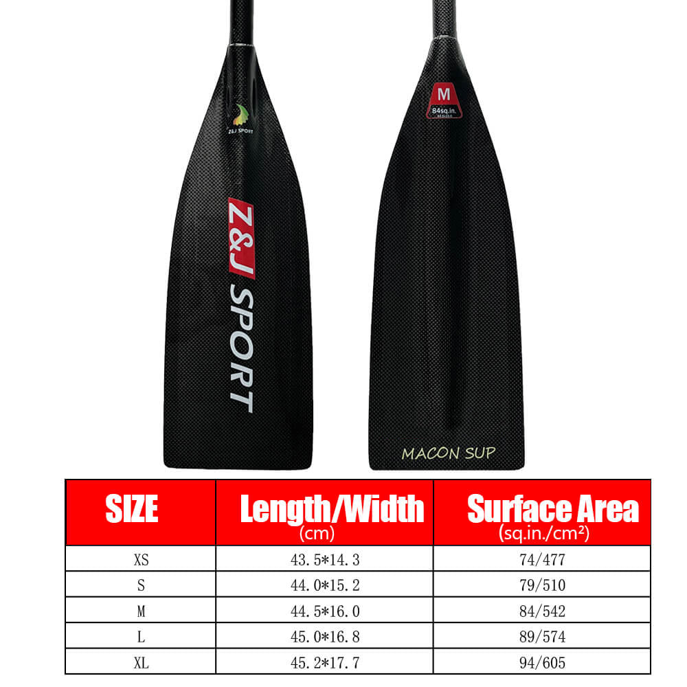 ZJ Lightweight Carbon SUP Paddle - 1-Piece, 2-Piece, or 3-Piece with Macon Blade (matte finished)