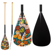 ZJ Hybrid VA'A Outrigger Canoe Paddle With Graphic on Carbon Blade With Anti Skid Grip