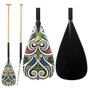 ZJ Hybrid VA'A Outrigger Canoe Paddle With Graphic on Carbon Blade With Anti Skid Grip