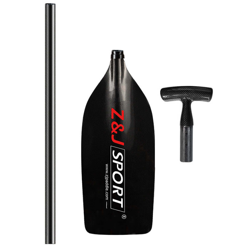 Innegra blade labeled Z&J SPORT, and an adjustable T-shaped handle, elegantly arranged on a white background.