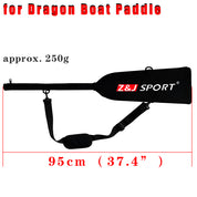 The ZJ SPORT neoprene paddle cover, branded ZJ SPORT, measures 95 cm (37.4 inches) and weighs about 250 grams. It features a shoulder strap for easy transport and is designed to protect your paddle optimally during travel.