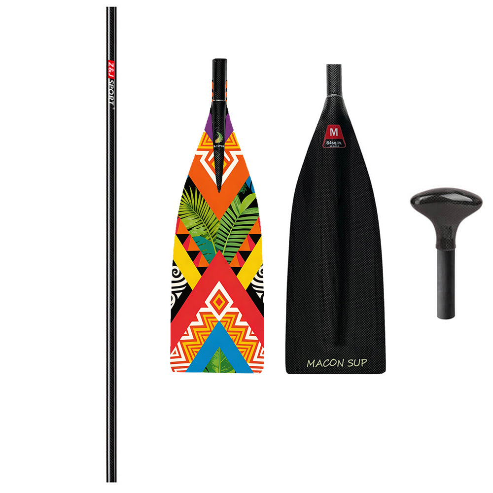 ZJ Lightweight Carbon SUP Paddle - 1-Piece, 2-Piece, or 3-Piece with Macon Blade (matte finished)