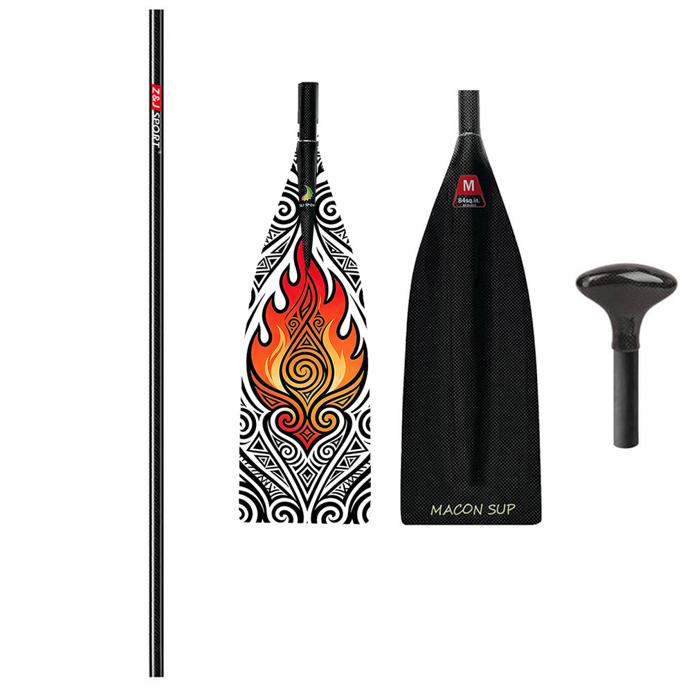 ZJ Lightweight Carbon SUP Paddle - 1-Piece, 2-Piece, or 3-Piece with Macon Blade (matte finished)