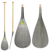 ZJ Hybrid Outrigger Canoe Paddle com lâmina de carbono e haste de madeira curvada na parte superior