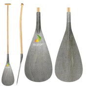 ZJ Hybrid Outrigger Canoe Paddle com lâmina de carbono e haste de madeira curvada na parte superior