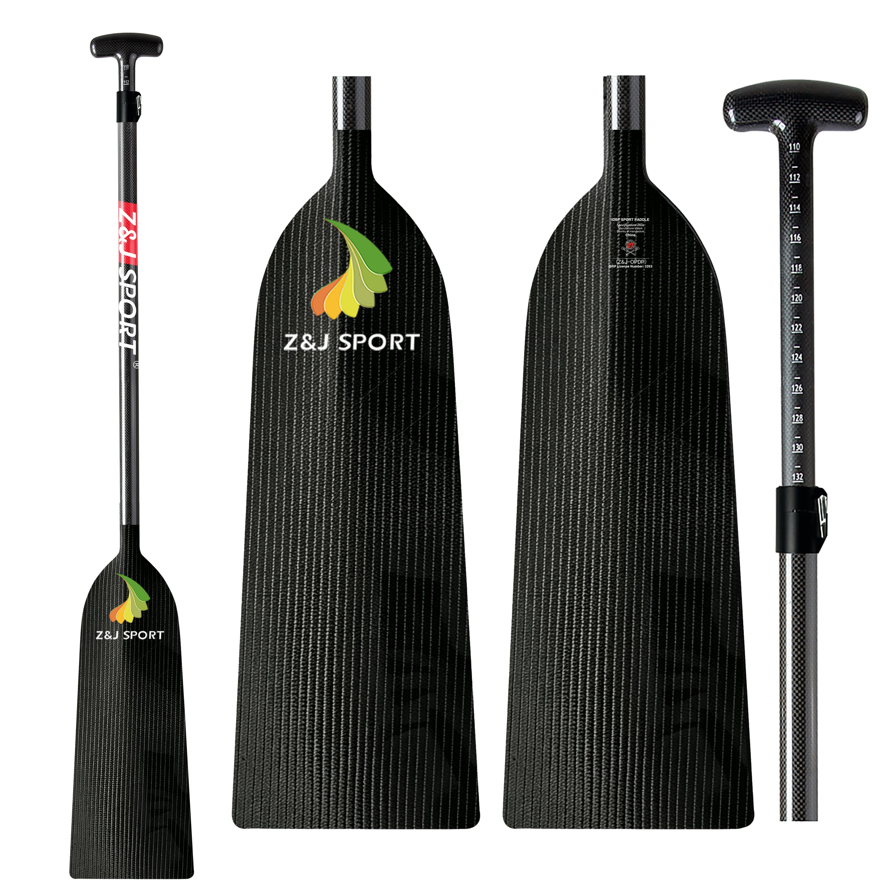 ZJ IDBF Approved Dragon Boat Paddle with Jacquard Carbon / Kevlar / Innegra / Wood Veneer Blade
