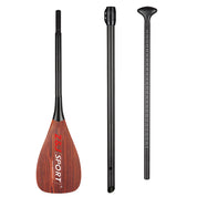Image of the ZJ 3-Piece Adjustable SUP Paddle Wave TG Model, a carbon fiber paddle with a wood-textured blade featuring ZJ SPORT. Crafted using hand laying-up and equipped with an ergonomic handle for superior comfort.