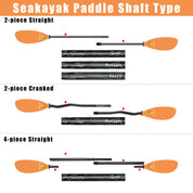ZJ 2-Piece / 4-Piece Translucent Fiberglass Sea Kayak Paddle Low-Angle Touring Blade (SKR-III)