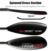 ZJ W Series Carbon Fiber Kayak Surfski Paddle With Cranked Shaft (matte finish）