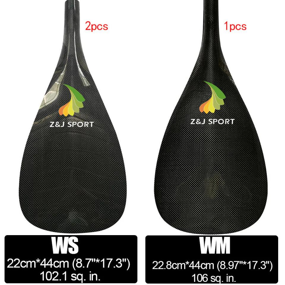 Remo de canoa de guiga de carbono ajustável ZJ com lâmina de carbono C-W
