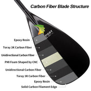 ZJ Hybrid Outrigger Canoe Paddle With Carbon Blade And Upper Bent Wood Shaft With Anti Skid Grip