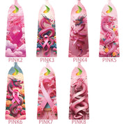 Seven ZJ SPORT carbon fiber dragon boat paddles, labeled PINK2 to PINK8, feature adjustable lengths and unique dragon illustrations with breast cancer awareness ribbons and vibrant pink designs.