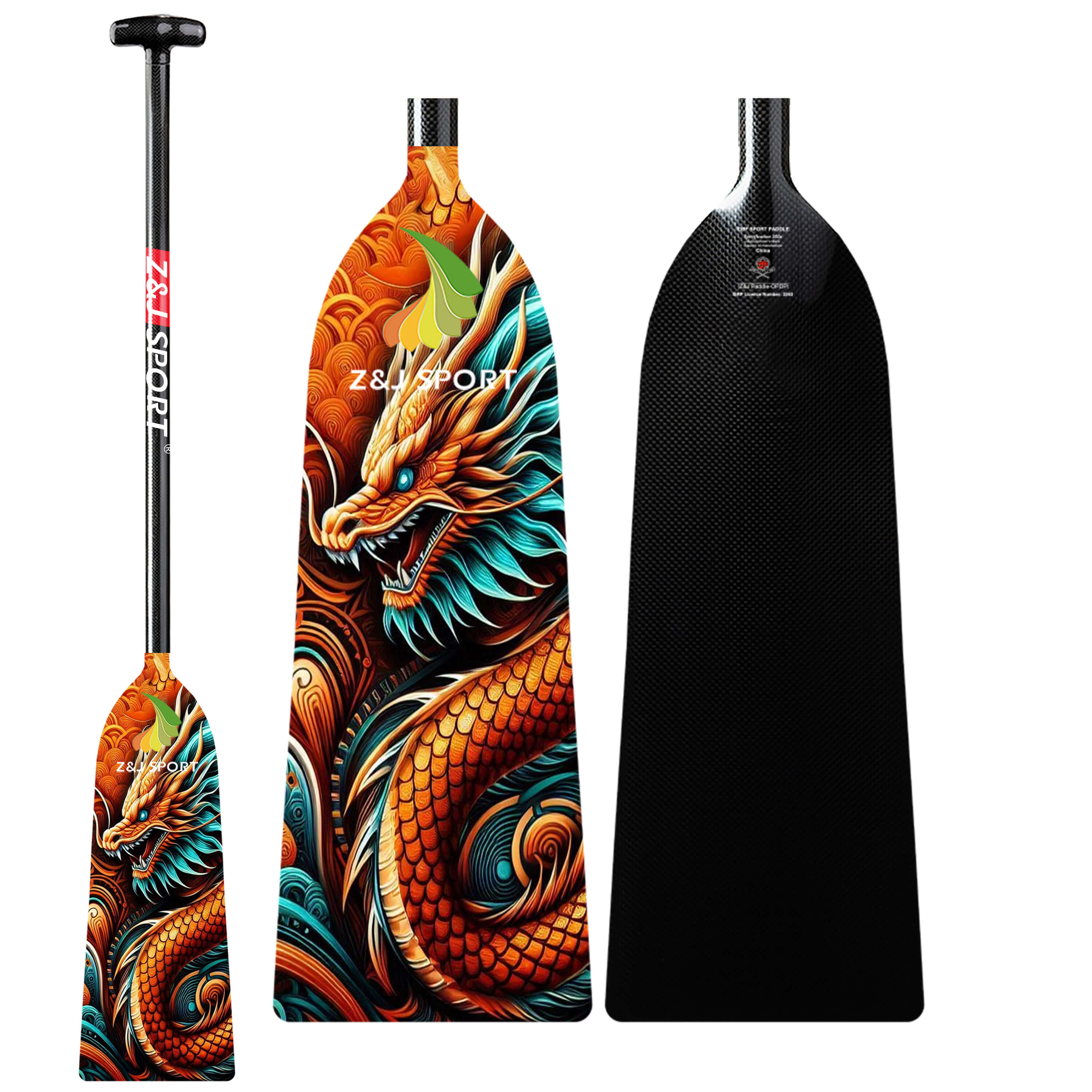 ZJ IDBF Approved One Piece Fixed Carbon Dragon Boat Paddle With