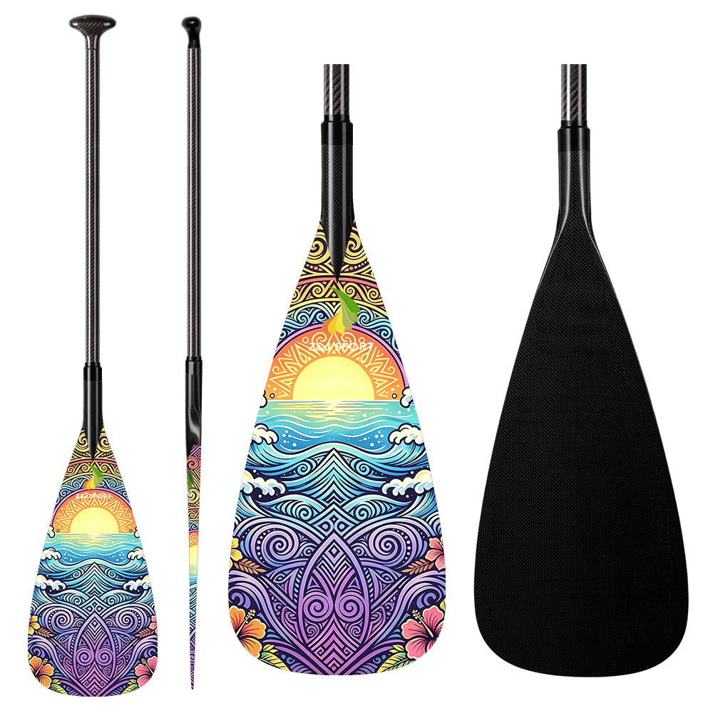 ZJ Full Carbon Outrigger Canoe Steering Paddle Custom Graphics