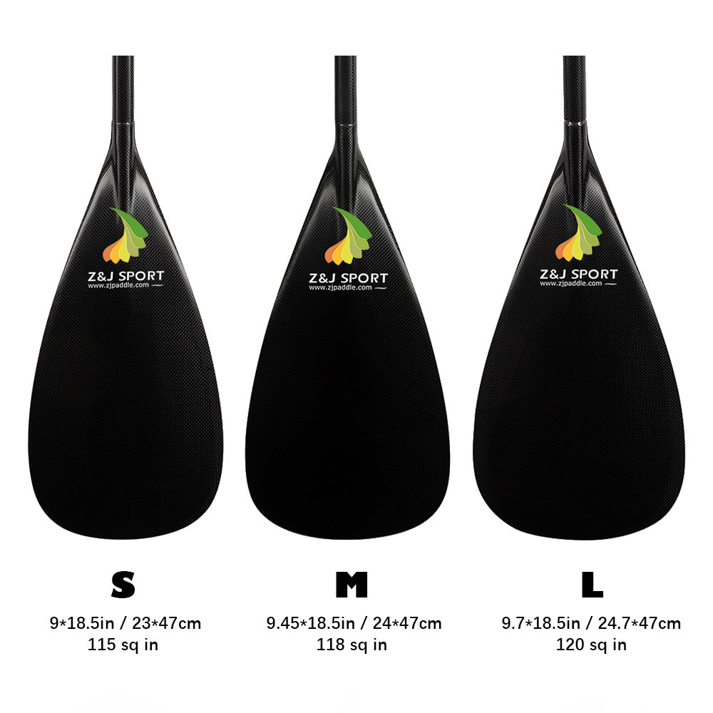 ZJ Hybrid Outrigger Canoe Paddle with Carbon Blade and Upper Bent/Straight Wood Shaft - Anti-Skid Grip