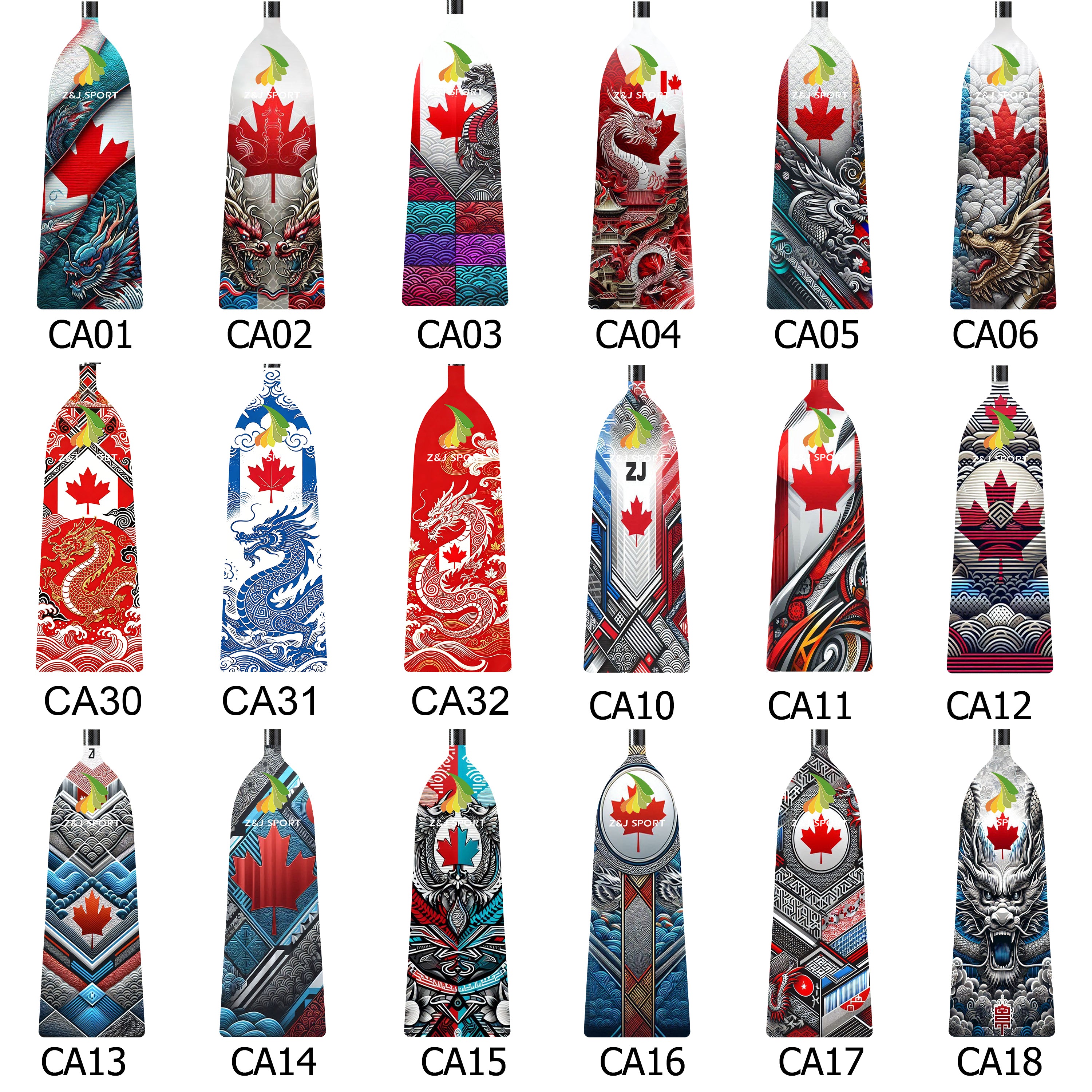 ZJ Adjustable Carbon Dragon Boat Paddle – IDBF Approved, Custom Country Graphics (US,CA,AU,NZ,DE,ES,IT,PH,MY)