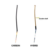 Explore a side-by-side comparison of two ZJ Factory Second Hybrid Carbon Outrigger Canoe Paddles for VAA WAKA: one with a sleek black carbon finish and another featuring a stylish wooden shaft, each adorned with colorful patterned ends. Real photos highlight minor imperfections and unique specifications.