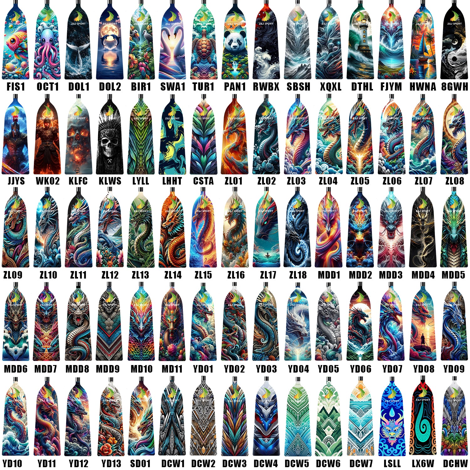 ZJ IDBF Approved Adjustable Carbon Dragon Boat Paddle With Custom Graphic