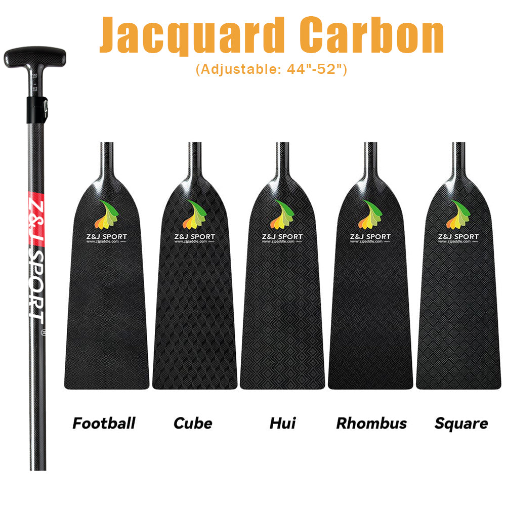 ZJ IDBF Approved Dragon Boat Paddle with Jacquard Carbon / Kevlar / Innegra / Wood Veneer Blade