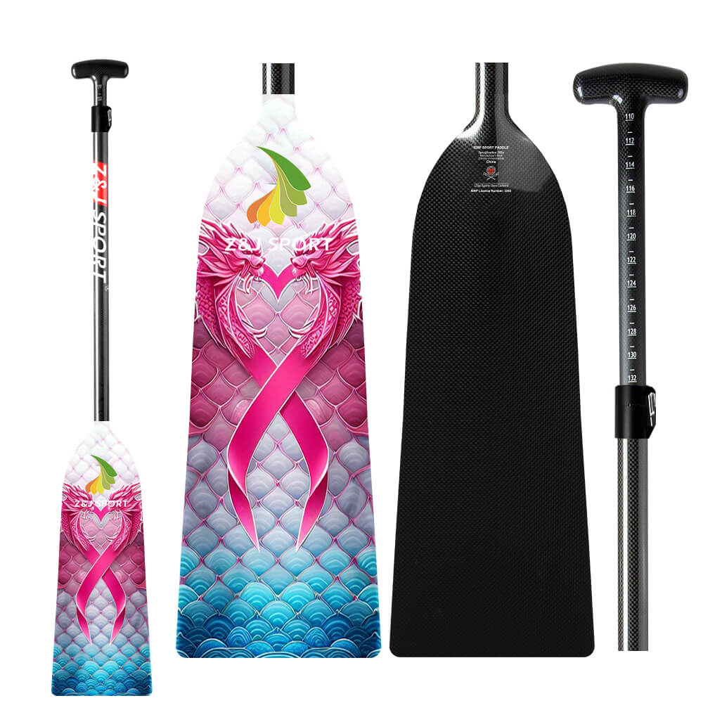 ZJ PINK Carbon Dragon Boat Paddle – IDBF Approved, Adjustable or Fixed Length