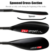 ZJ 4-Piece Carbon Fiber Kayak & Surfski Paddle – Lightweight Oval Shaft
