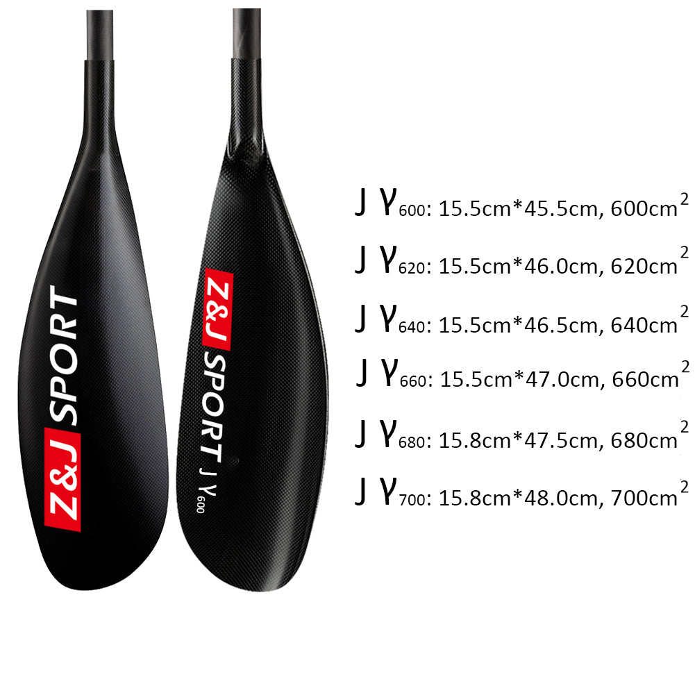 ZJ 4-Piece Carbon Fiber Kayak & Surfski Paddle – Lightweight Oval / Round Shaft