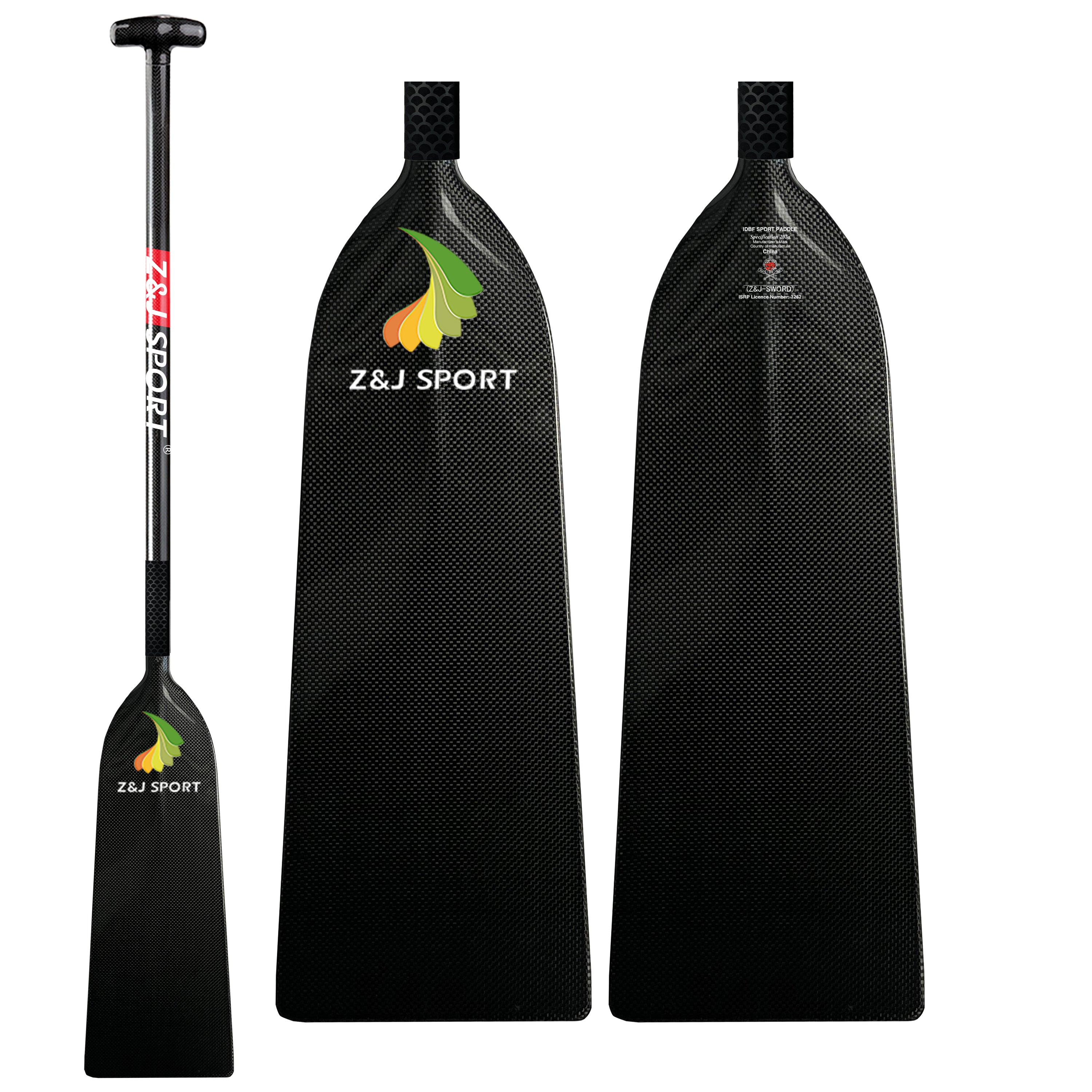 Fixed Length Black paddle with Z&J Sport branding on a white background