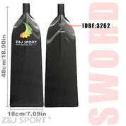 ZJ Nouveau arrivée IDBF Approuvé en fibre de carbone Matte Dragon Paddle avec une grande lame dièdre (épée)