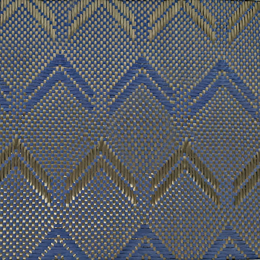 The ZJ SPORT ZJ New Black 3K Carbon Fiber Fabric Cloth (1m*5m) features an interlocking chevron pattern in gold and blue tones, resembling carbon cloth. Crafted from small woven squares, the geometric motif offers a rich and elegant appearance. Free shipping available.