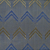 The ZJ SPORT ZJ New Black 3K Carbon Fiber Fabric Cloth (1m*5m) features an interlocking chevron pattern in gold and blue tones, resembling carbon cloth. Crafted from small woven squares, the geometric motif offers a rich and elegant appearance. Free shipping available.