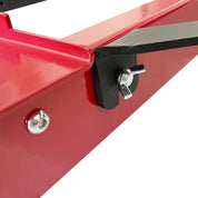 The ZJ SPORT Updated New Sliding Base for Indoor Rowing Machine showcases a red and black metal frame with a shiny wing nut and bolt. Its double-track design features high-quality steel pipes in a triangular structure, offering stability and smooth sliding. Available in 2 pcs/set, MOQ: 5 sets.