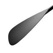Close-up view of the ZJ SPORT Hybrid Outrigger Canoe Steering Paddle with Anti-Skid Grip. The sleek carbon blade is angled against a white background, featuring a smooth design for efficient paddling and an elegant handcrafted wood shaft.