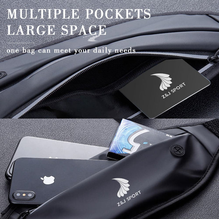 ZJ SPORT PU Leather Waterproof Double Pocket Waist Bag with Reflective Strap and Logo for Outdoor Activities(Only valid when ordering with paddles)