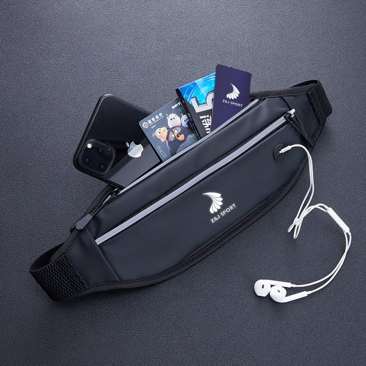 ZJ SPORT PU Leather Waterproof Double Pocket Waist Bag with Reflective Strap and Logo for Outdoor Activities(Only valid when ordering with paddles)
