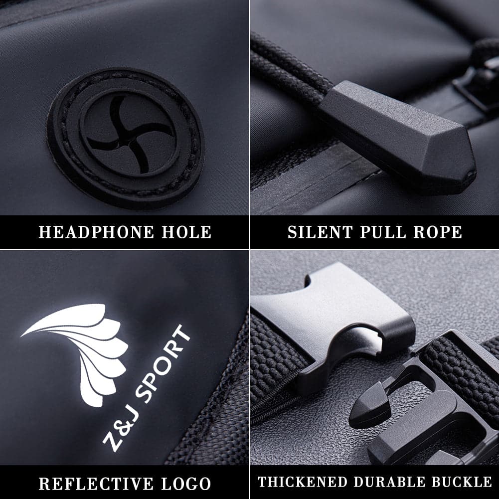 ZJ SPORT PU Leather Waterproof Double Pocket Waist Bag with Reflective Strap and Logo for Outdoor Activities(Only valid when ordering with paddles)