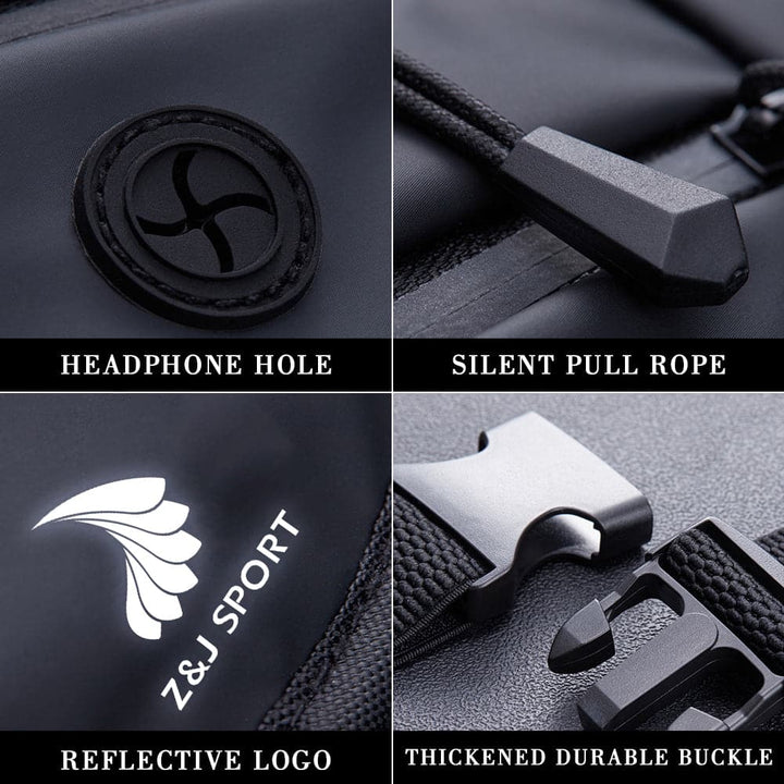 ZJ SPORT PU Leather Waterproof Double Pocket Waist Bag with Reflective Strap and Logo for Outdoor Activities(Only valid when ordering with paddles)