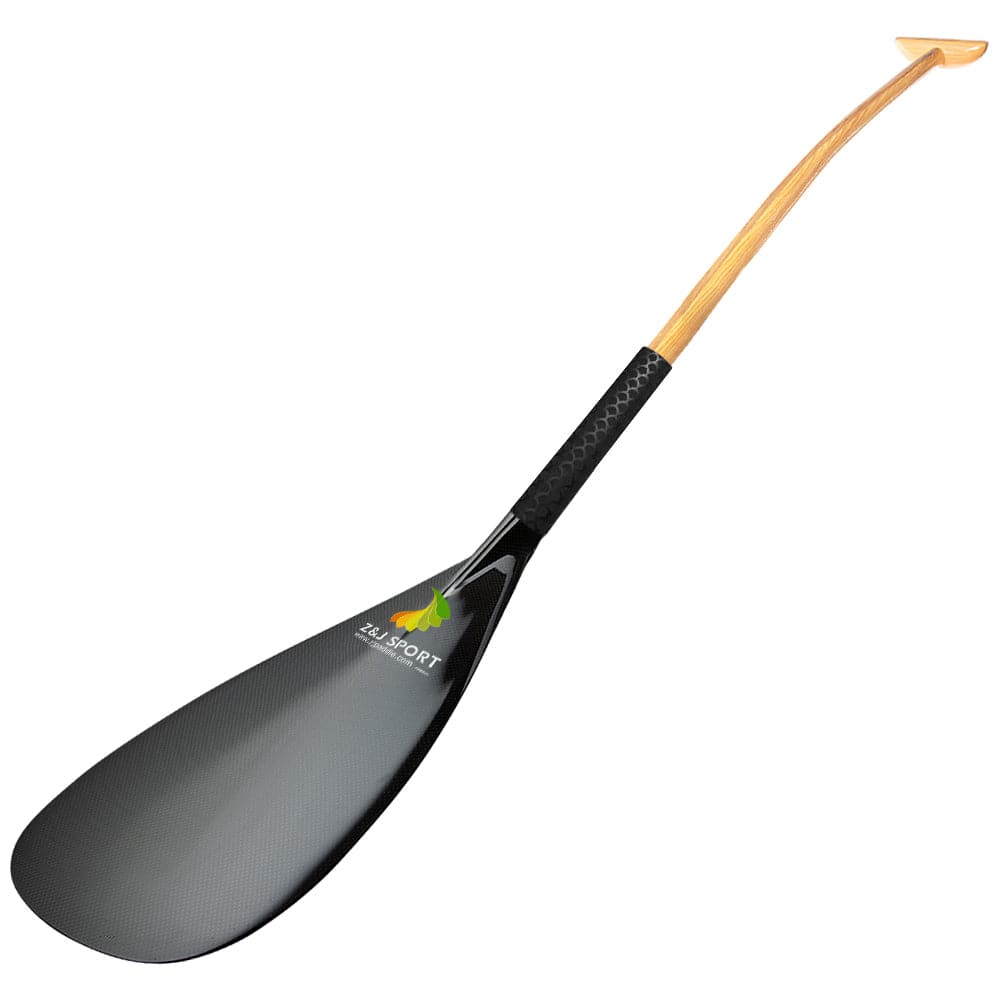 ZJ Hybrid Outrigger Kanupaddel mit Carbonblatt und oberem gebogenem Holzschaft