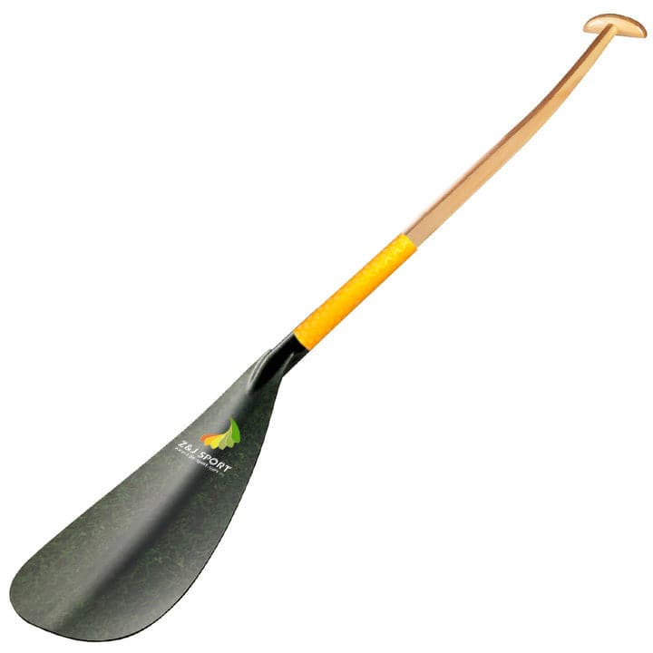 ZJ Hybrid Outrigger Canoe Paddle com lâmina de fibra de vidro e haste de madeira para crianças